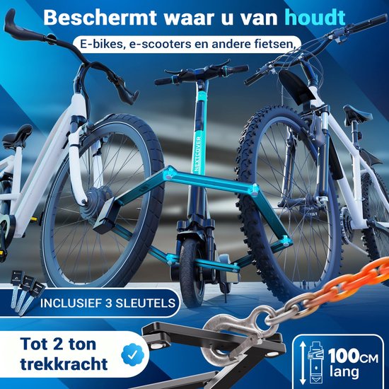 Nextcover Cadenas pliant 100cm FoldOne | Cadenas pour vélo avec trois clés | Cadenas pour vélo avec support | Cadenas pour vélos, vélos électriques, scooters électriques | SteelSecure Technology 3.0