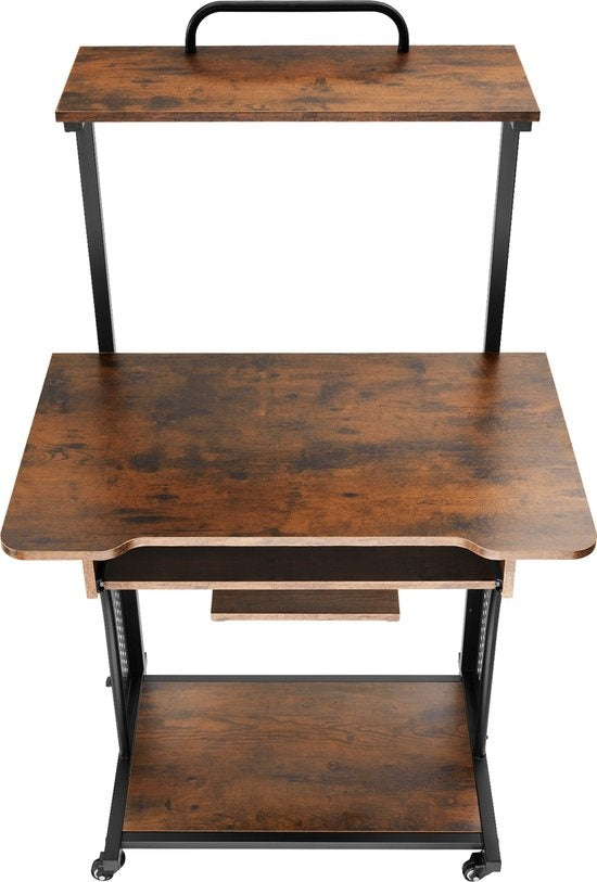 tectake - bureau mobile Fife 80 x 65,5 x 130,5cm - brun foncé industriel - 404726