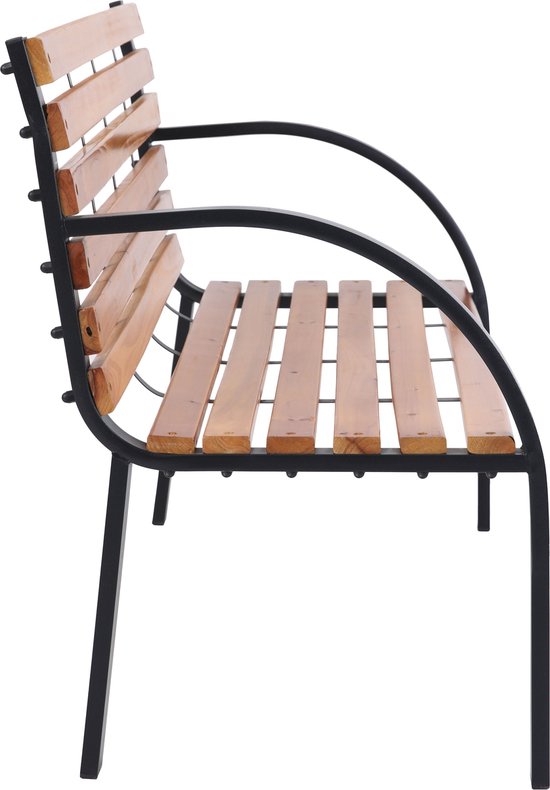 Banc de jardin AXI Otis en bois avec structure en acier noir mat – Bois de cèdre - 122 x 60 x 83 cm – Banc d'extérieur pour deux personnes