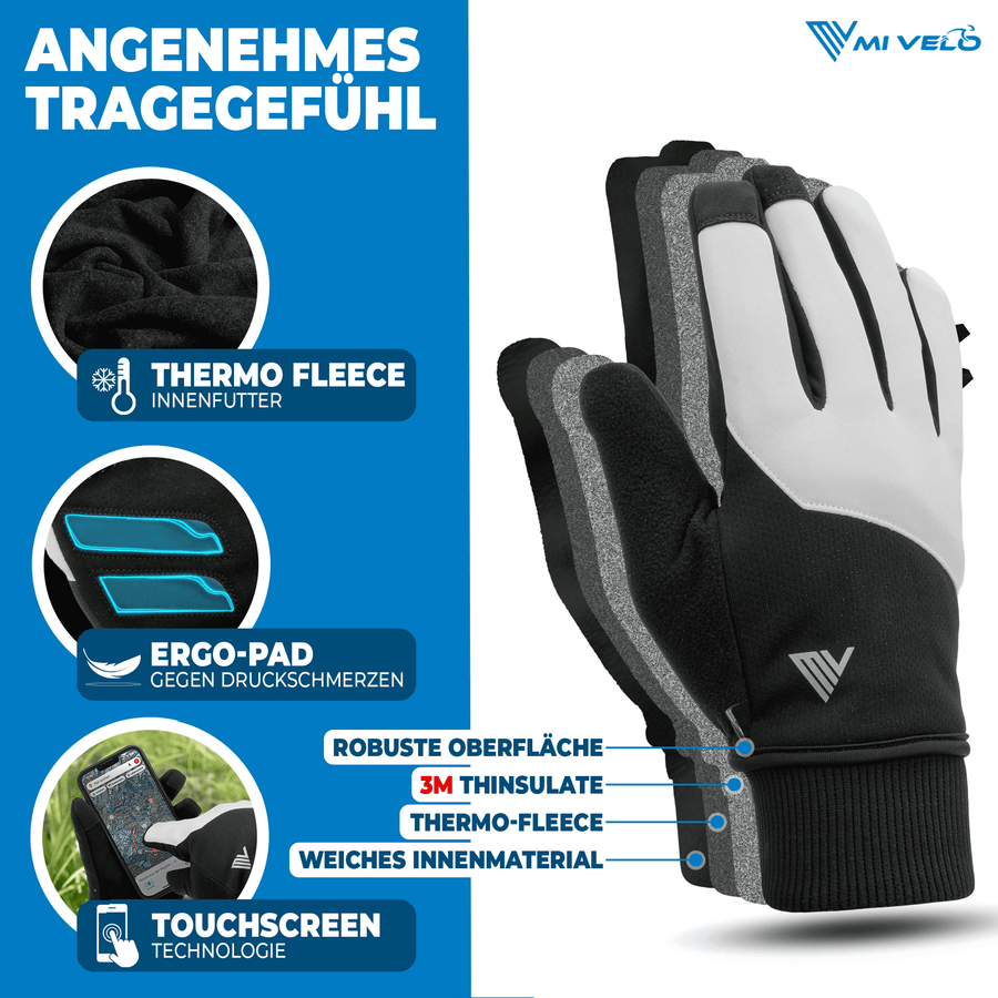 MIVELO THERMO-FIT Gants d'hiver - Polaire thermique & 3M Thinsulate - Unisexe - Taille L