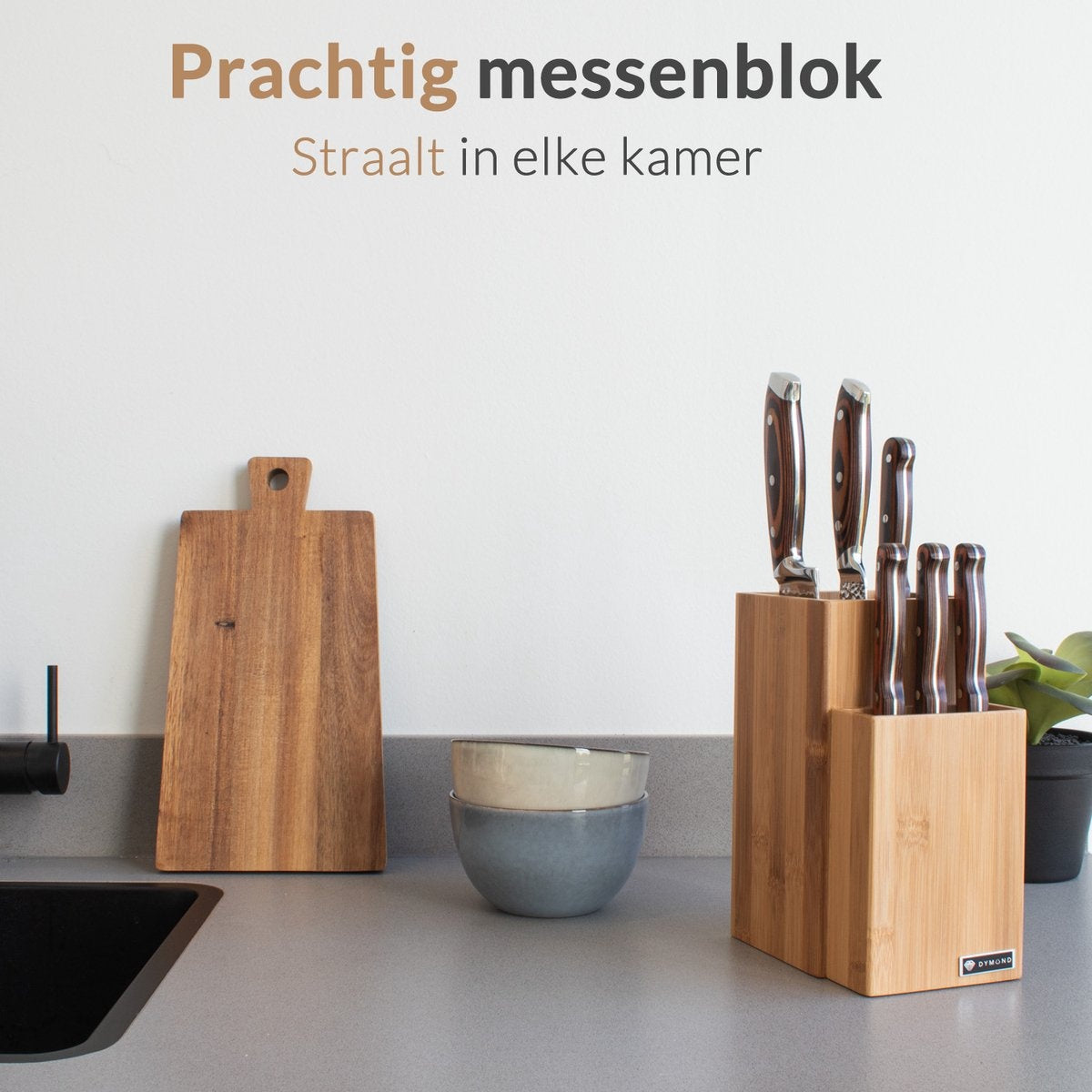 Bloc de couteaux Dymund - pour 15+ couteaux - Bois FSC durable - Universel - Bambou