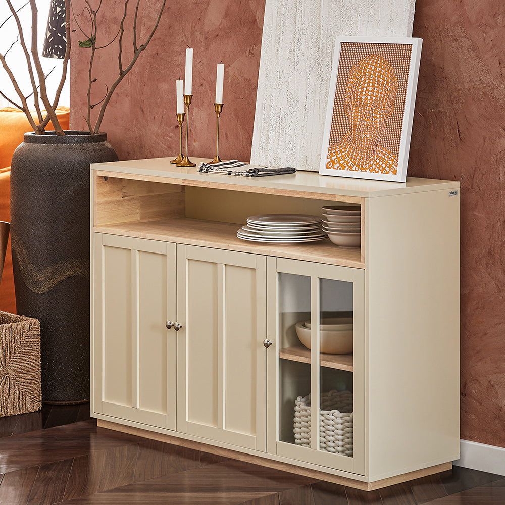 SoBuy Crédence - FSB81-MI- Meuble de cuisine - Max. 70 kg - 120 x 40 x 90 cm - Beige