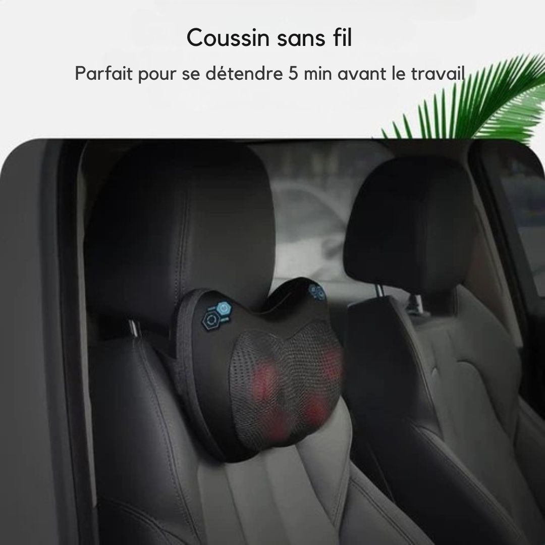 Coussin de massage sans fil - Qumax - Rechargeable - Fonction chaleur - Coussin de massage shiatsu électrique - Noir