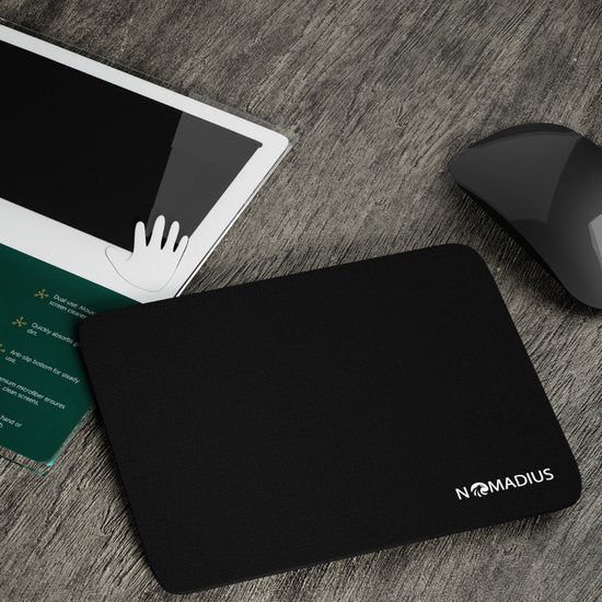 Nomadius 2-in-1 Mouse Pad - Tapis de souris avec revêtement antidérapant - Nettoyeur d'écran - Pliable, portable, multi-usages - Tapis de souris - Idéal pour les déplacements et comme lingette de nettoyage d'écran - Tapis de souris - Tapis de souris - Acc