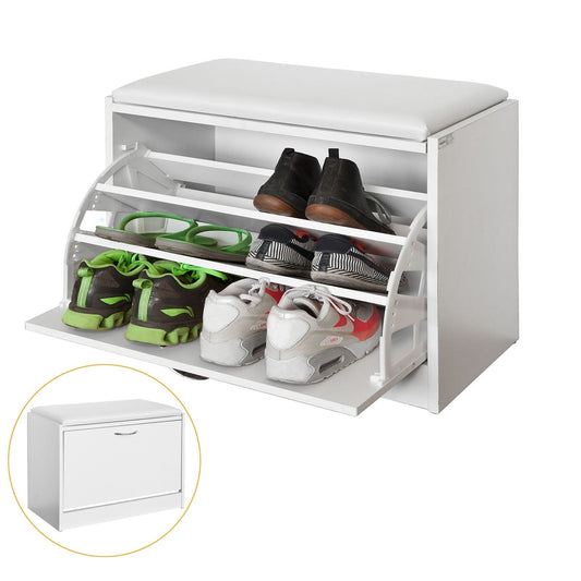SoBuy FSR16-W Rangement pour chaussures | Blanc | MDF | 60 X 30 X 48