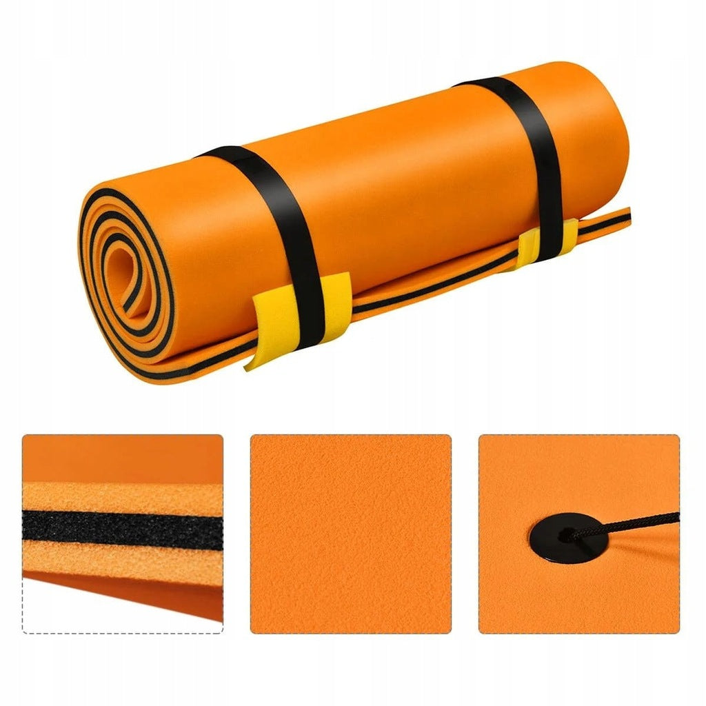 Hamac d'eau Matelas flottant Radeau flottant Lit d'eau 220 x 90 x 4 cm Orange + Noir