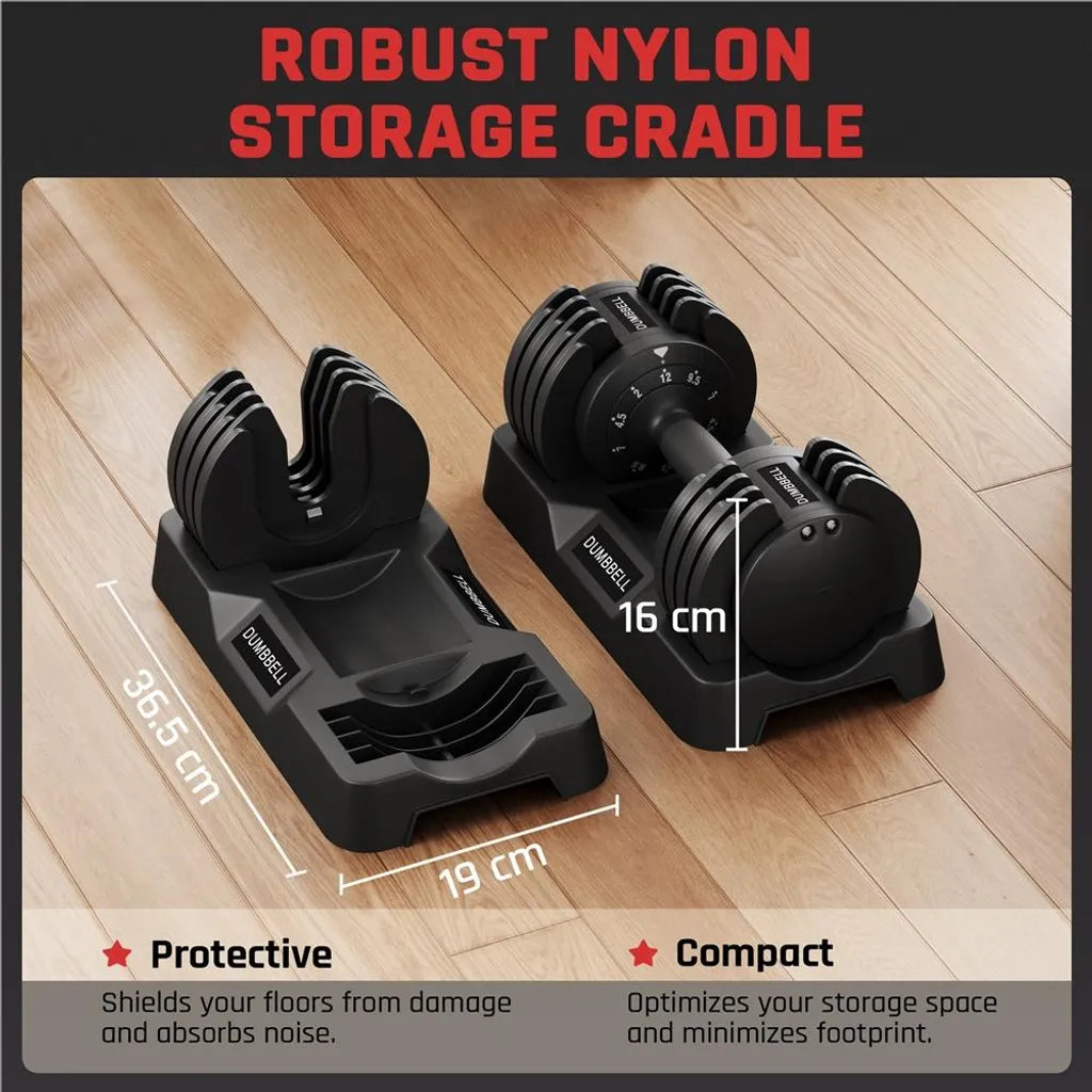 Haltère réglable Yaheetech 2-12 kg, réglage rapide, noir