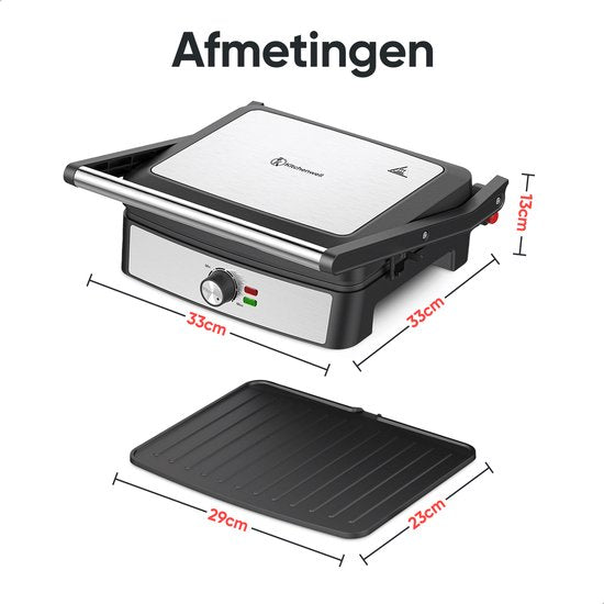 Kitchenwell Gril de contact - Appareil à griller - Appareil à toaster - Antiadhésif - Gril 3-en-1 -180 °C