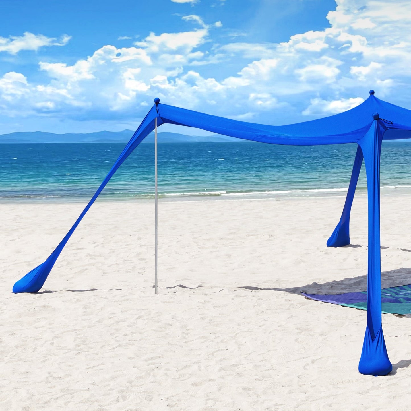 SoBuy OZT02-DB Tente de plage 400x400x200 cm - Bleu roi - Lycra Polyester - UPF 30 - Tente de plage portable avec sac de transport