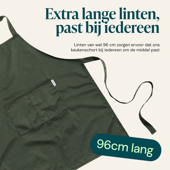 Tablier de cuisine Castagnola - Résistant à l'eau et à la saleté - Tablier de cuisine professionnel - Tablier pour femmes et hommes - Tablier de traiteur - Unisexe - Boucle réglable - Compartiments extra-larges - Vert