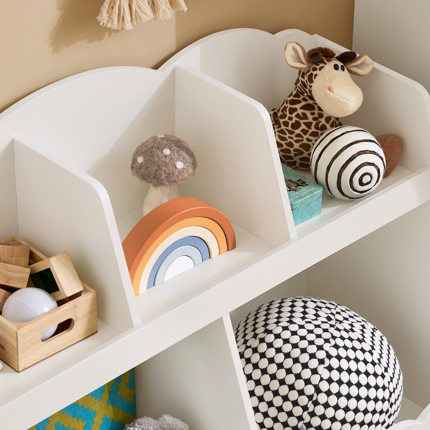Bibliothèque pour enfants sur pieds - Bibliothèque et rangement pour jouets - 5 espaces ouverts - Blanc - SoBuy KMB100-W
