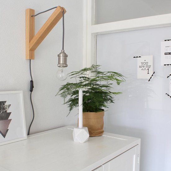 Applique murale Mexlite Dion 7787BE, bois brun, 30 x 28 cm, avec interrupteur marche/arrêt, pour l'intérieur, style scandinave