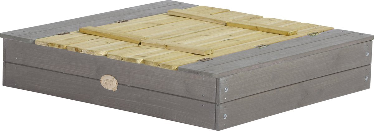 Bac à sable en bois AXI Ella 100 x 95 x 20 cm - Gris/Marron - Avec couvercle et 2 bancs - Bois de pruche certifié FSC