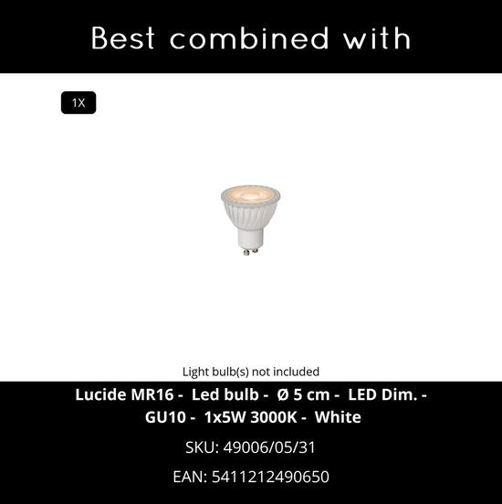 Lucide AVEN - Spot de plafond (lampe de plafond) pour salle de bains - Ø 9 cm - 1xGU10 - IP65 - Blanc