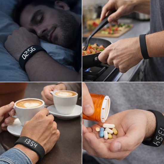 DreamCare Réveil vibrant - Bracelet réveil - pour les dormeurs profonds et les malentendants - Montre podomètre - Réveil silencieux