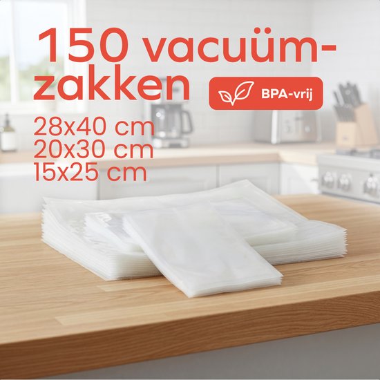 KitchenBrothers Vacuum Bags - 150 pièces - Mix Set - BPA-free - Vacuum bags food - Sous vide bags - For Vacuum Maker