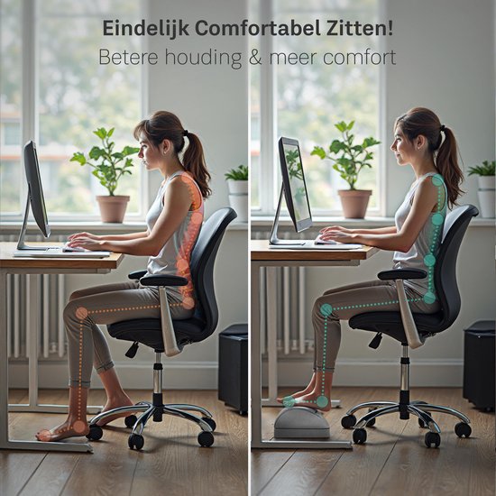 CozySense® Footrest Desk - Tabouret ergonomique à 2 hauteurs - Antidérapant et housse Sherpa lavable - Repose-pieds pour la maison et le bureau - Gris
