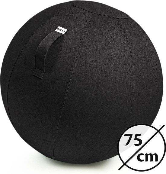 Balle d'assise - Backerz® - Boules d’Assise avec Housse - 75cm - Chaise de Bureau Ergonomique - Lin Anthracite - Noir