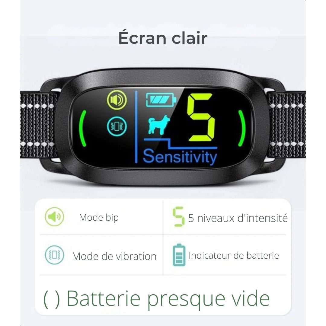 Collier anti-aboiement Pro - Dutchwide - 100% étanche - sans choc - rechargeable - noir