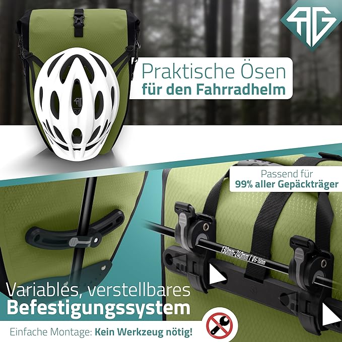 RADGEIST sacoche de vélo pour porte-bagages - sacoche de vélo pour porte-bagages - sacoche de vélo étanche et sac à bandoulière - sacoche de vélo avec réflecteurs