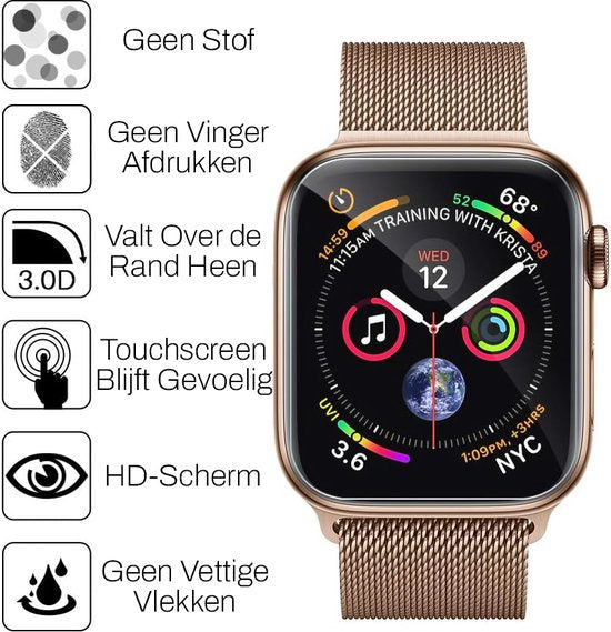 Protecteur d'écran compatible avec l'Apple Watch Series 4 / 5 / 6 / SE - Protecteur d'écran 40 mm - Podec - Lot de 8