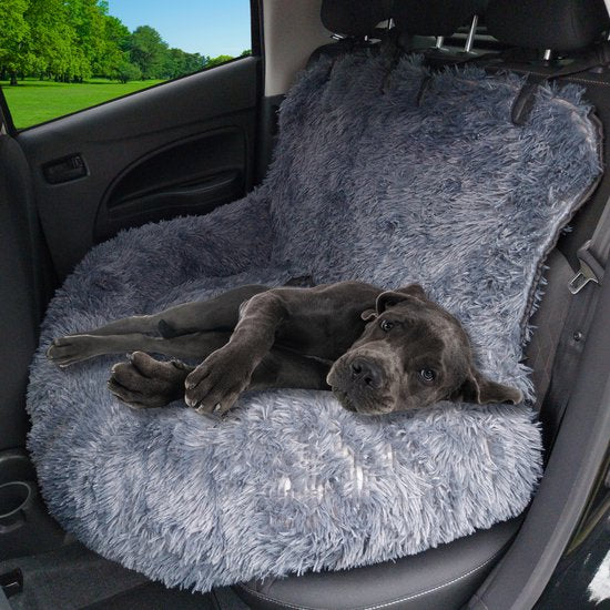 By Cee Cee Car Seat Dog Deluxe - Panier de voiture pour chien avec sangle de sécurité - Panier de voiture pour chien - Siège pour chien - Siège de voiture - Gris foncé - Taille L