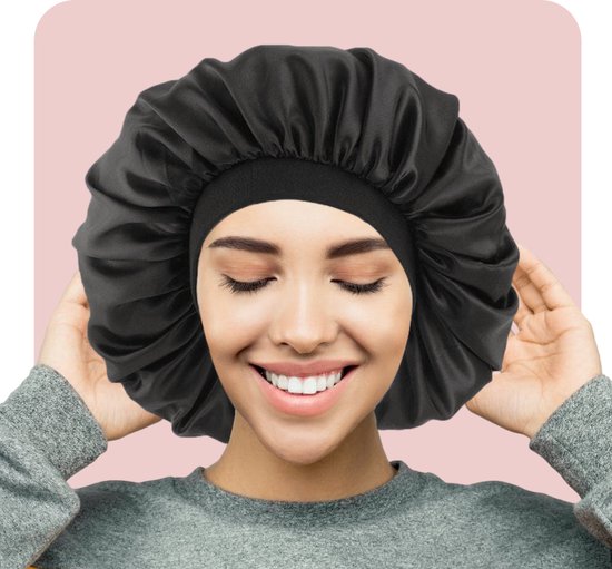 Bonnet Beyeza Luxe XL - Bonnet de nuit en satin - Soins capillaires - Filets à cheveux - Élastique - Satin - Lot de 2