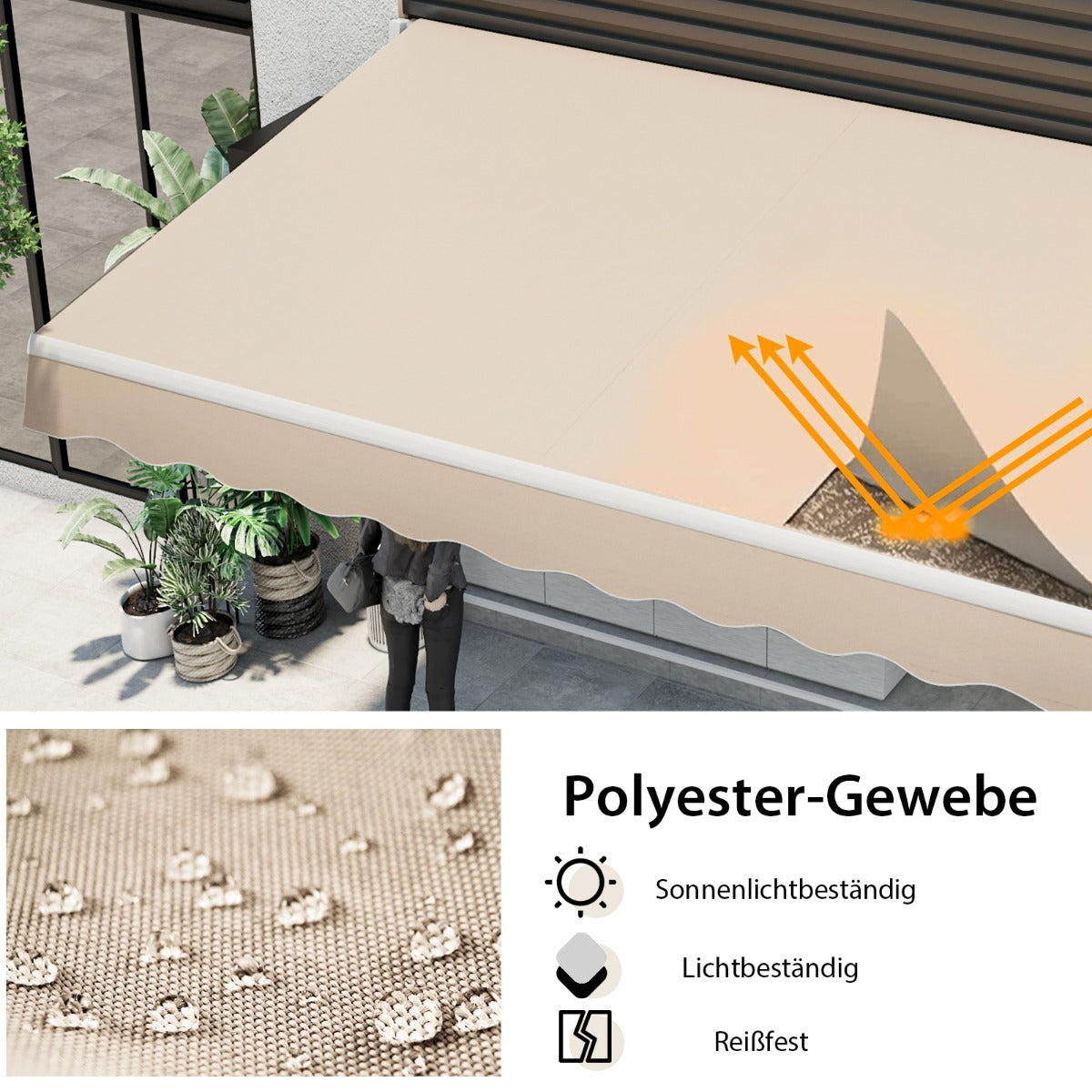 Store Coast avec manivelle - 4 x 2,5 m - Beige