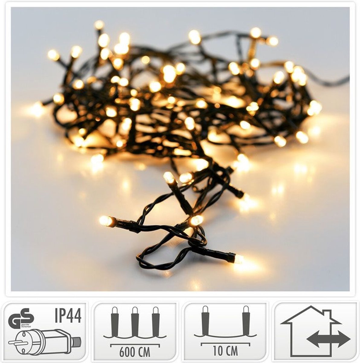 Lumières de Noël LED 9 m - 120 LED - Blanc extra chaud - Intérieur et extérieur - Avec adaptateur IP44