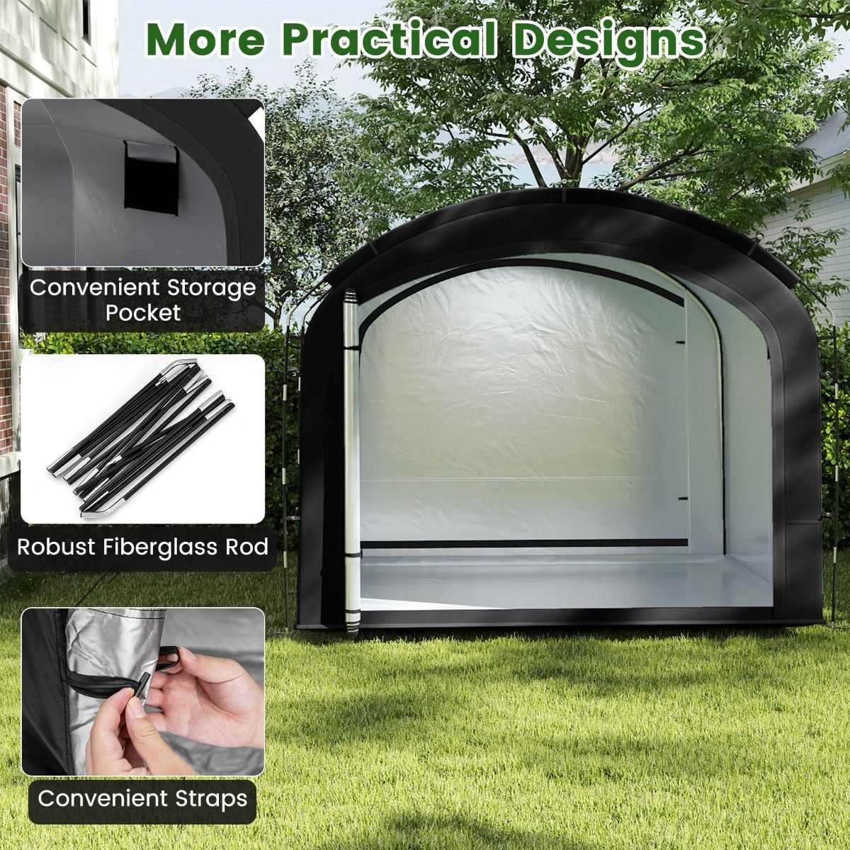 Tente de rangement pour vélos Coast - imperméable - double fermeture éclair - noire - 254 x 215 x 192 cm