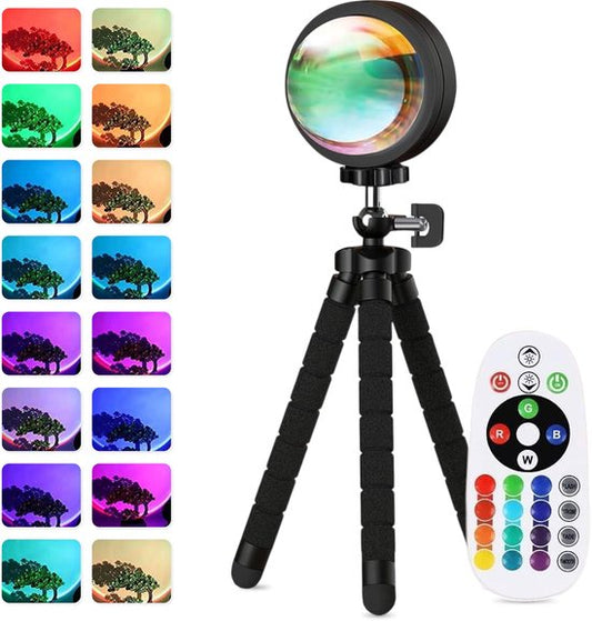 Lampe Sunset - avec application et télécommande - Lampe de projection Tiktok - Projecteur d'ambiance - Eclairage - 16 couleurs - Luft