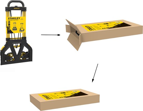 Stanley Foldable Hand Trolley SXWTD-FT580 - Max. 70KG - 41 x 40 x 102 CM - Aluminium - Cordon élastique inclus - Noir/Jaune