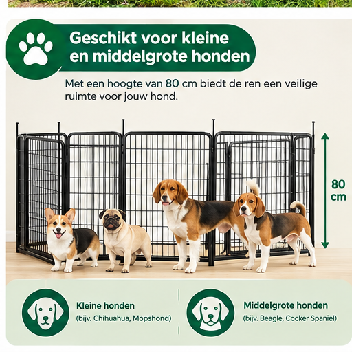 Yaheetech Enclos pour chiots, 8 pièces - Noir - 194,5 x 66 x 80 cm - Pliable avec fermeture rapide