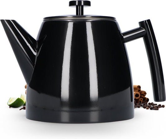Vaja® Théière Juliette avec filtre - Double paroi - Théière 1.0L - Noir brillant