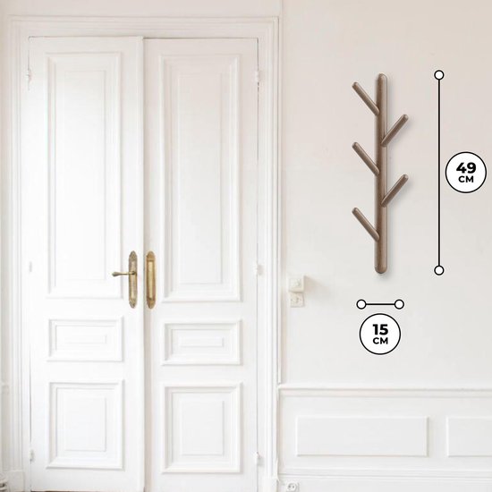 Bayt Porte-manteau mural - Porte-manteau - Porte-manteau bois - Porte-manteau - 5 crochets - Marron