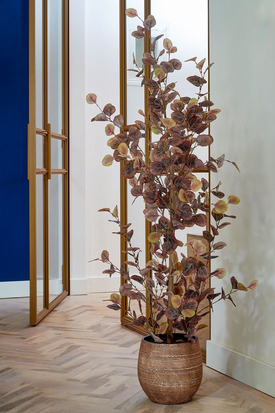 Mica Decorations : plante artificielle d'eucalyptus en pot - H 150 x Ø 30 cm - bronze