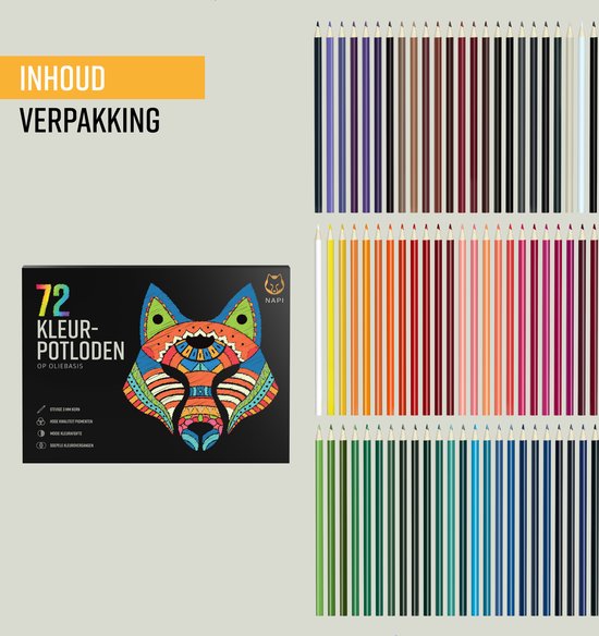 NAPI 72 Crayons de couleur avec cours vidéo - Set professionnel - Crayons à base d'huile - Set de dessin pour adultes et enfants