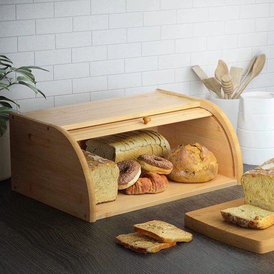 Boîte à pain Ceruzo en bambou – Boîte à pain avec volet coulissant – 38 cm