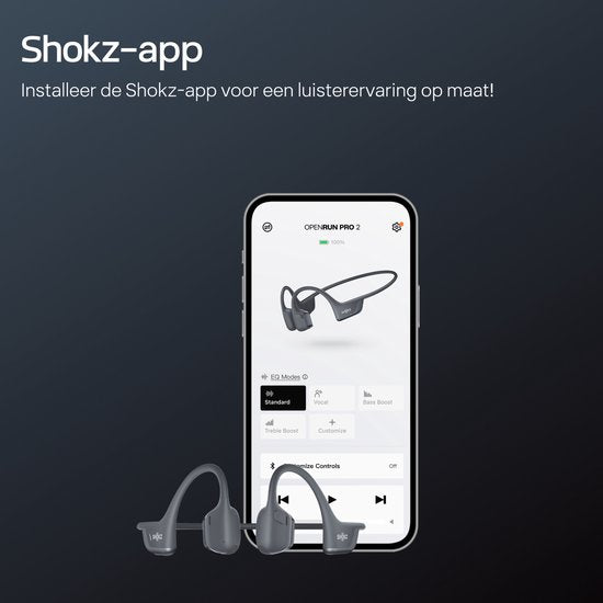 Casque de sport ouvert Shokz OpenRun Pro 2 - Conduction osseuse - Résistance à l'eau et à la sueur IP55 - Batterie de 12 heures - Noir