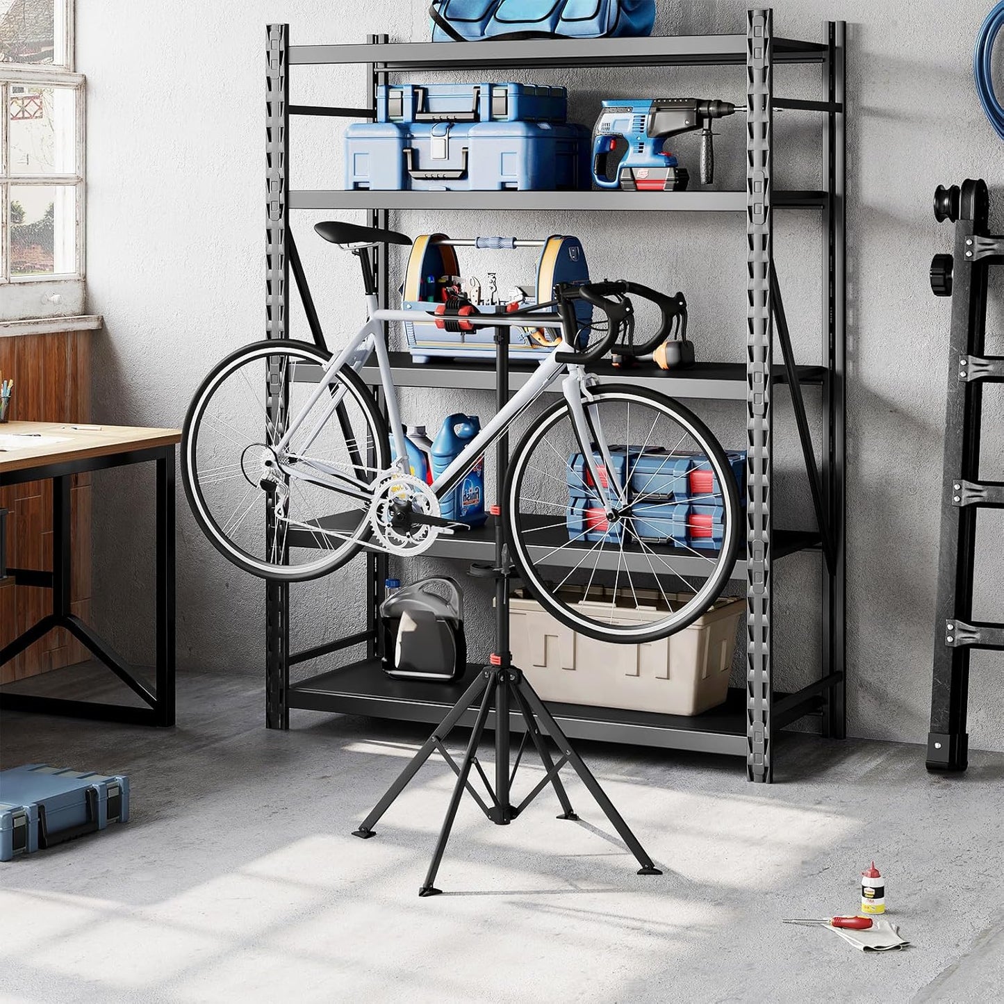 Support de montage pour vélo WOLTU Noir - Réglable de 105 à 185 cm - Pivotant à 360° - Jusqu'à 25 kg