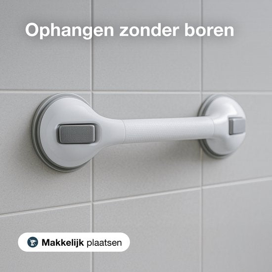 Poignée Luft avec ventouse - Pour la douche - 2 pièces - Poignée de douche pour la salle de bain - Barre murale - Modèle extra sûr et solide - 40cm - Luft - Poignée de salle de bain