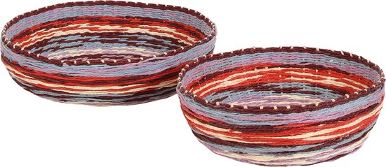 Casa Vivante Bol rayé - 2 pièces - Carton - Multicolore - 35x35x12 cm