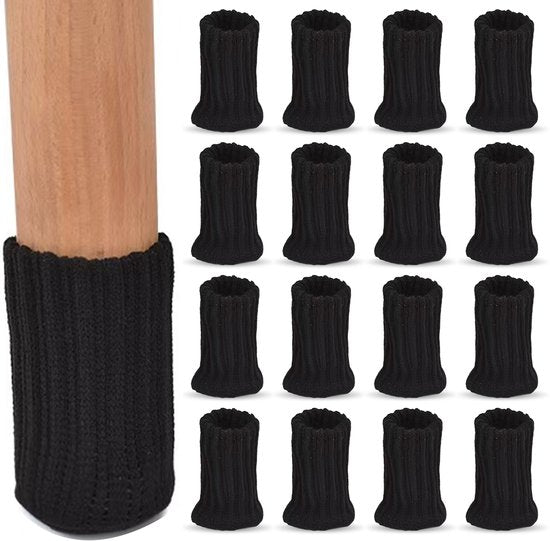 Luft Protège-jambes de chaise - 24 chaussettes - Avec feutre anti-rayures - Protection du sol - Protège-jambes de chaise - Rond - Stretch - Noir - Chaussettes de chaise - Capuchons pour pieds de chaise - Pieds de meuble