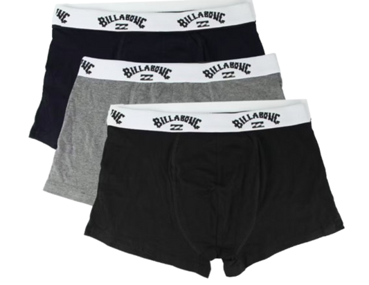 Boxer Billabong 3x Hommes - taille XL - noir-bleu-gris - 95% coton, 5% élasthanne