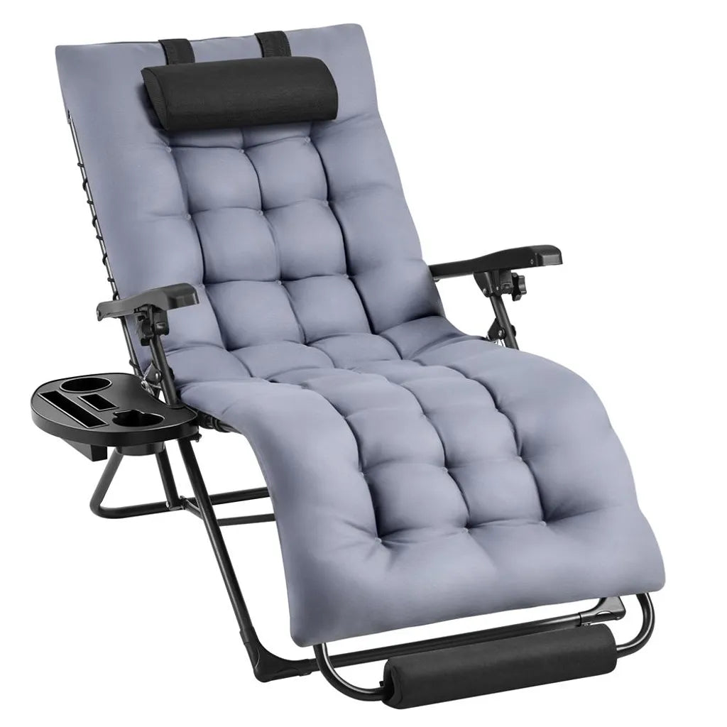 Yaheetech Zero Gravity Lounger Dark Grey - Fauteuil de relaxation pliable et réglable avec coussin et porte-gobelet