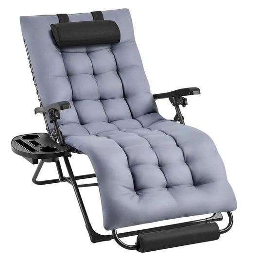 Yaheetech Zero Gravity Lounger Dark Grey - Fauteuil de relaxation pliable et réglable avec coussin et porte-gobelet