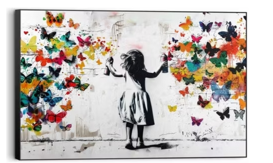 Tableau Nuage de papillons - 60x90 cm - Coloré