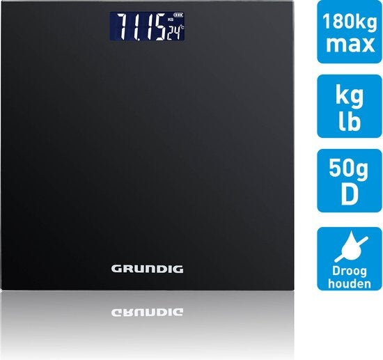 Balance - Grundig - Balance Personnelle Numérique - Pèse-personne numérique - précision 50g - 2 à 180 Kilo - De 2 à 180 Kilos - Noir