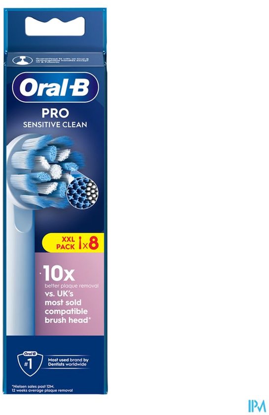 Têtes de brosse Oral-B PRO Sensitive Clean, blanches | 8 pièces