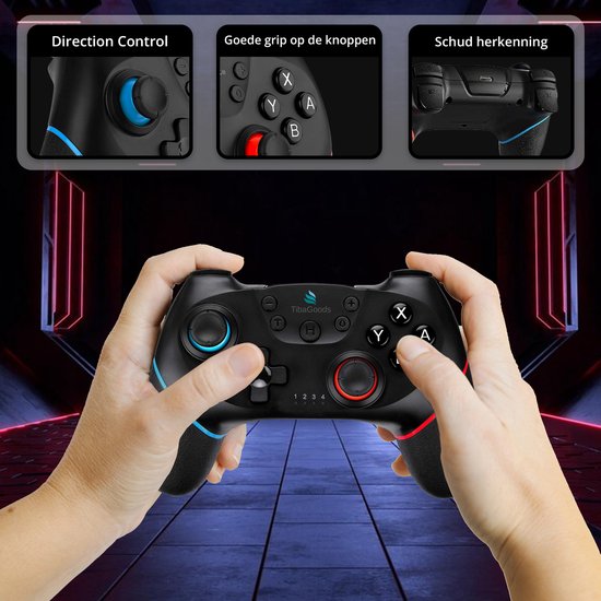 TibaGoods Manette de jeu - Manette sans fil - Convient à la Nintendo Switch - Comprend 2 poignées de pouce - Noir